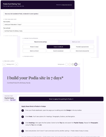 podia font selector tool preview